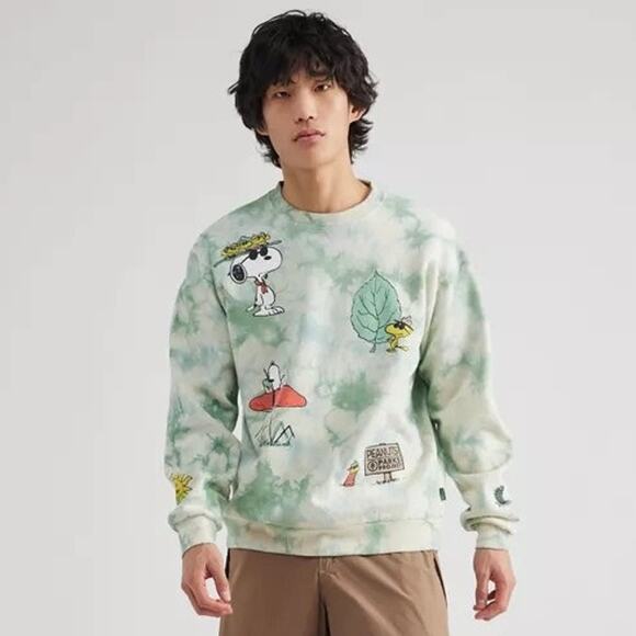 Peanuts Snoopy Parks Project Tie Dyed Sweatshirt Green Size S - Picture 1 of 8
